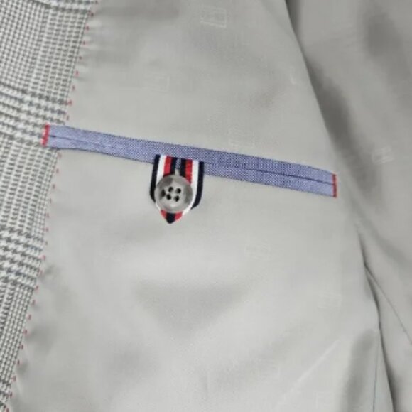 Tommy Hilfiger Mens Blazer 42R Gray Plaid Modern Sport Coat Suit Jacket Stretch - Picture 7 of 13